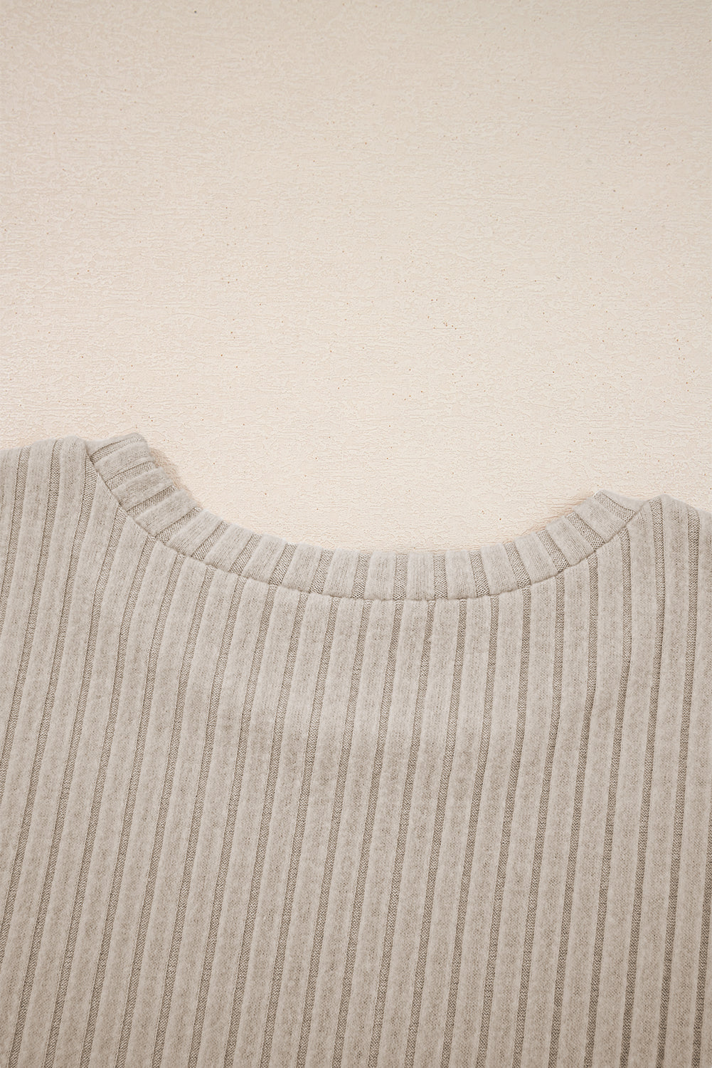 Classy Soft Ribbed (Beige) Long Sleeve Knit Top