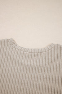 Classy Soft Ribbed (Beige) Long Sleeve Knit Top