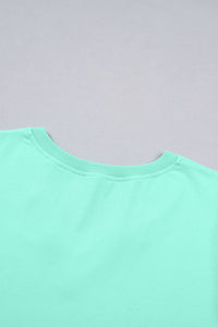 Mint Green V-Neck Puff-Sleeve Top