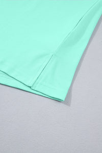 Mint Green V-Neck Puff-Sleeve Top