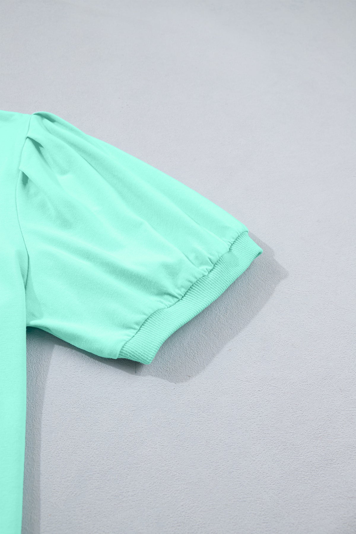 Mint Green V-Neck Puff-Sleeve Top