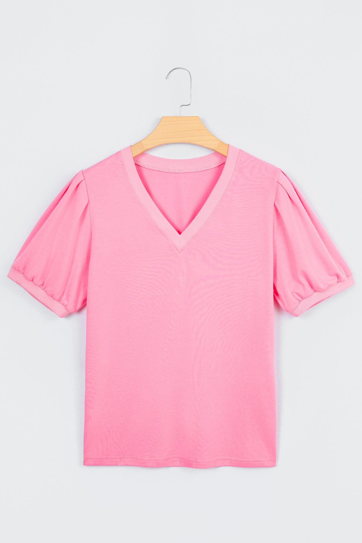 Candy (Pink) V-Neck Puff-Sleeve Top