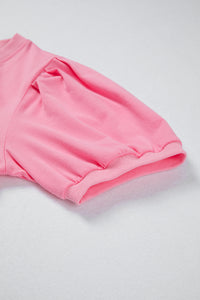 Candy (Pink) V-Neck Puff-Sleeve Top