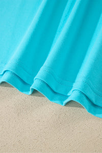 Sky Blue V-Neck Puff-Sleeve Top