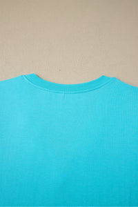 Sky Blue V-Neck Puff-Sleeve Top