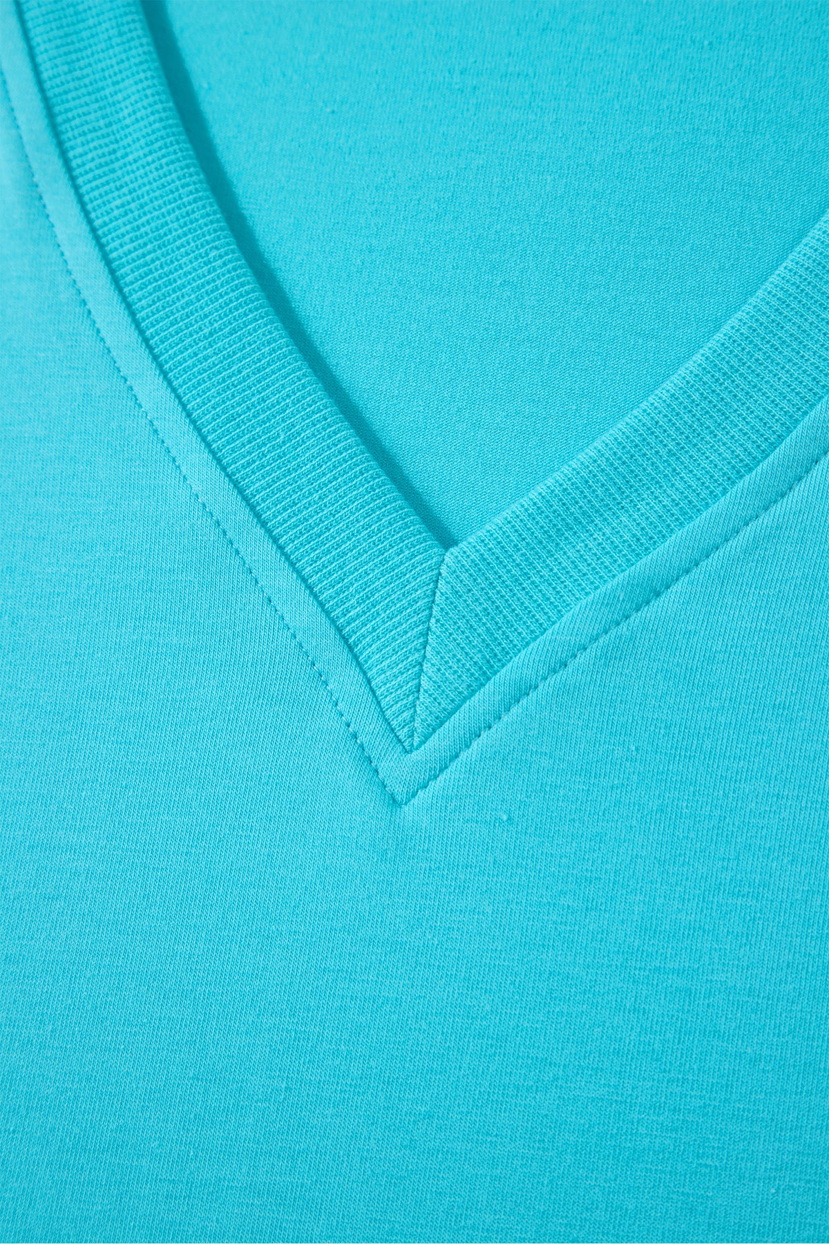 Sky Blue V-Neck Puff-Sleeve Top