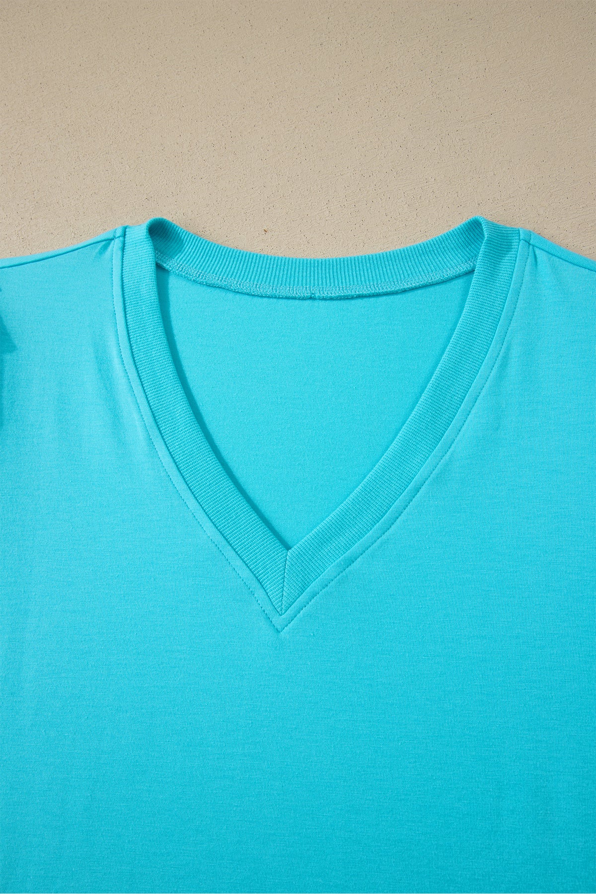 Sky Blue V-Neck Puff-Sleeve Top