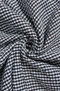 Black Checkered Bell, Bow-Sleeve Top