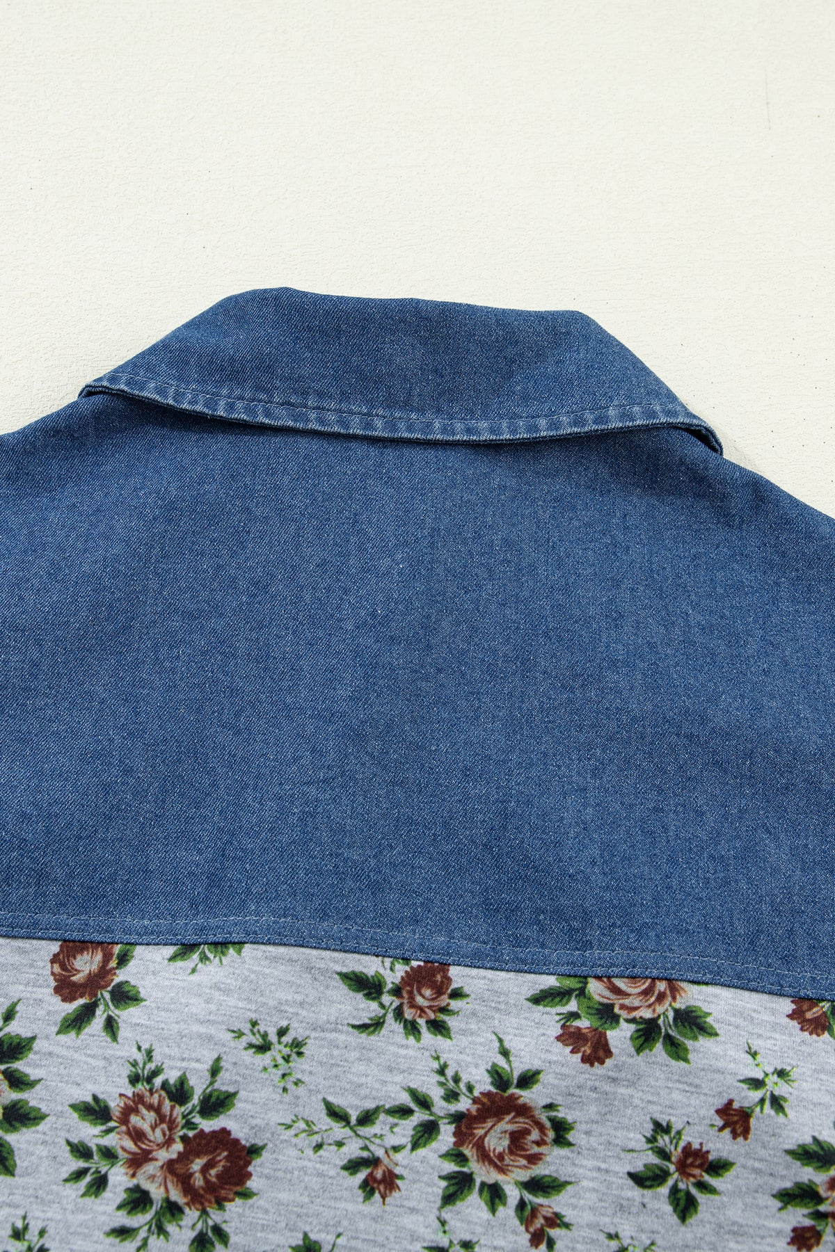 Floral & Soft Denim Button Short Sleeve Polo