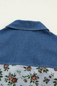 Floral & Soft Denim Button Short Sleeve Polo