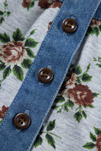Floral & Soft Denim Button Short Sleeve Polo