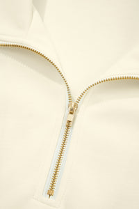 Soft Cream Partial-Zip Top with Ruffled Sleeves
