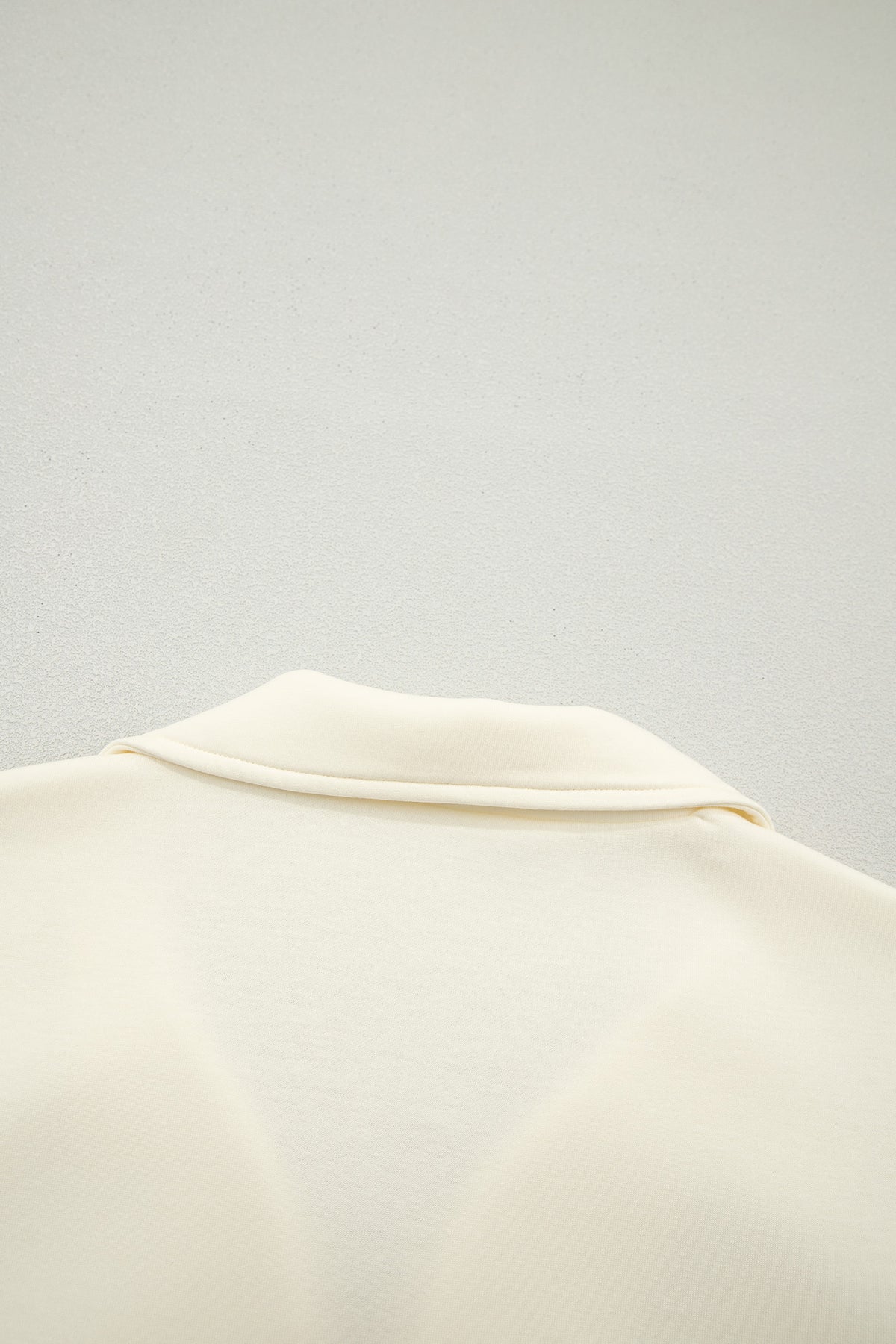 Soft Cream Partial-Zip Top with Ruffled Sleeves