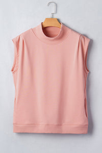 Mock Neck (Light Pink) Cap Sleeve Lightweight Top