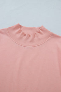 Mock Neck (Light Pink) Cap Sleeve Lightweight Top