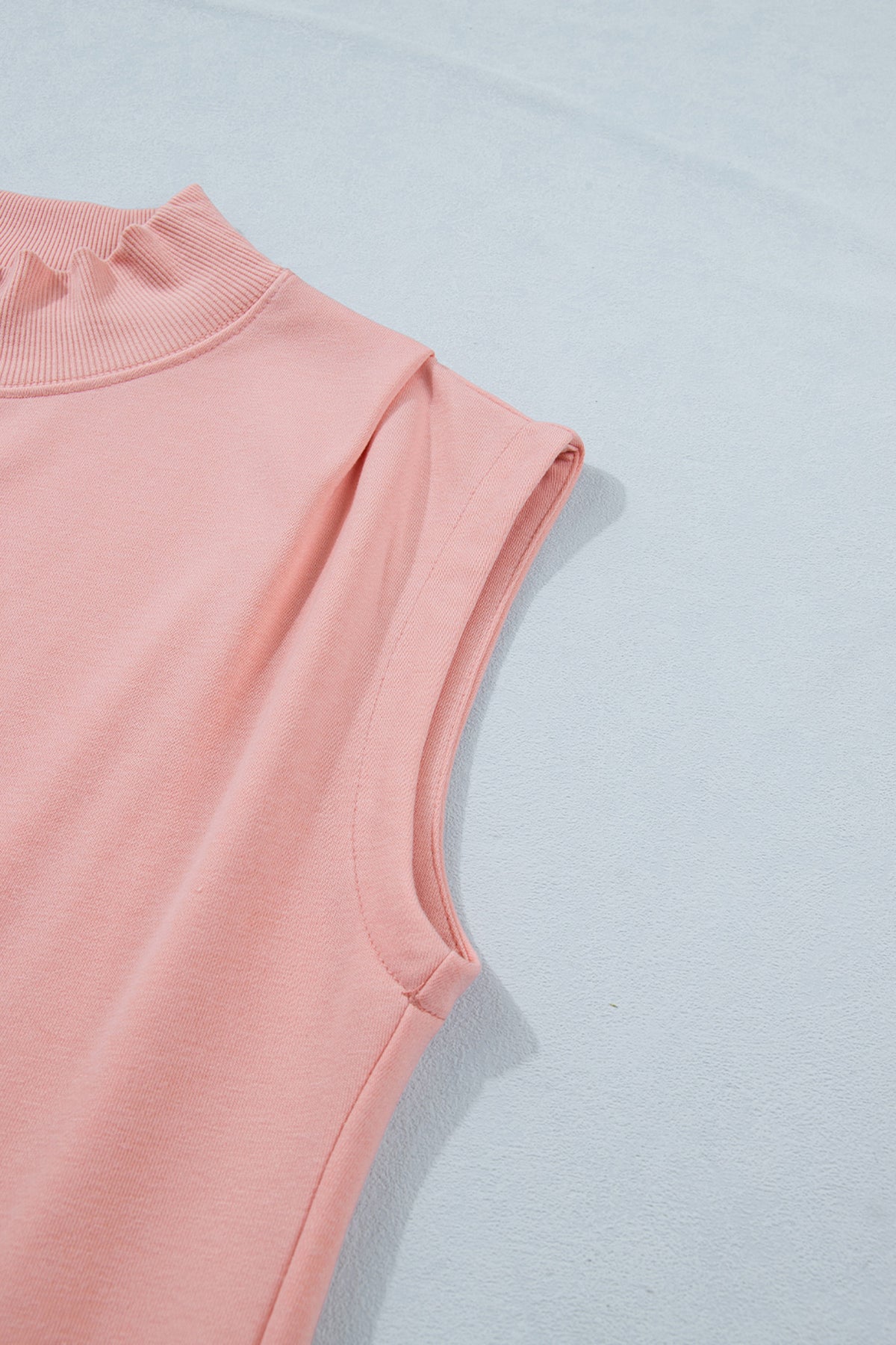 Mock Neck (Light Pink) Cap Sleeve Lightweight Top