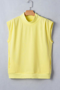 Mock Neck (Bright Yellow) Cap Sleeve Lightweight Top