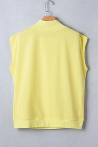 Mock Neck (Bright Yellow) Cap Sleeve Lightweight Top