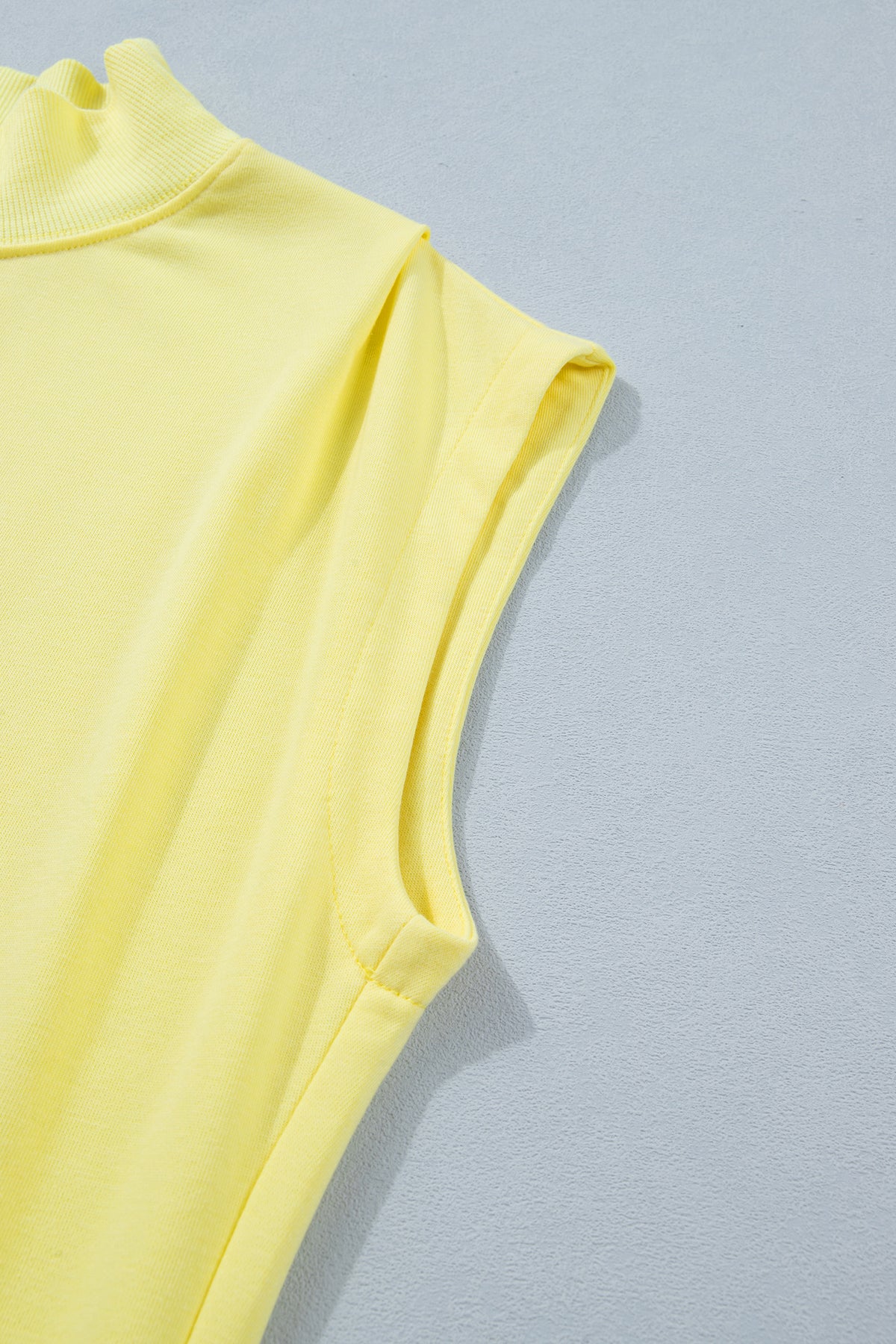 Mock Neck (Bright Yellow) Cap Sleeve Lightweight Top