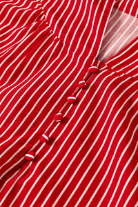 Striped (Red) Short Puff Sleeve Top w/Ruffles