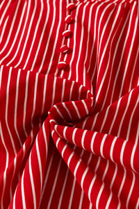 Striped (Red) Short Puff Sleeve Top w/Ruffles