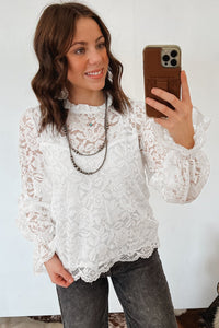White Lace (80% Cotton) Top with Torso Lining