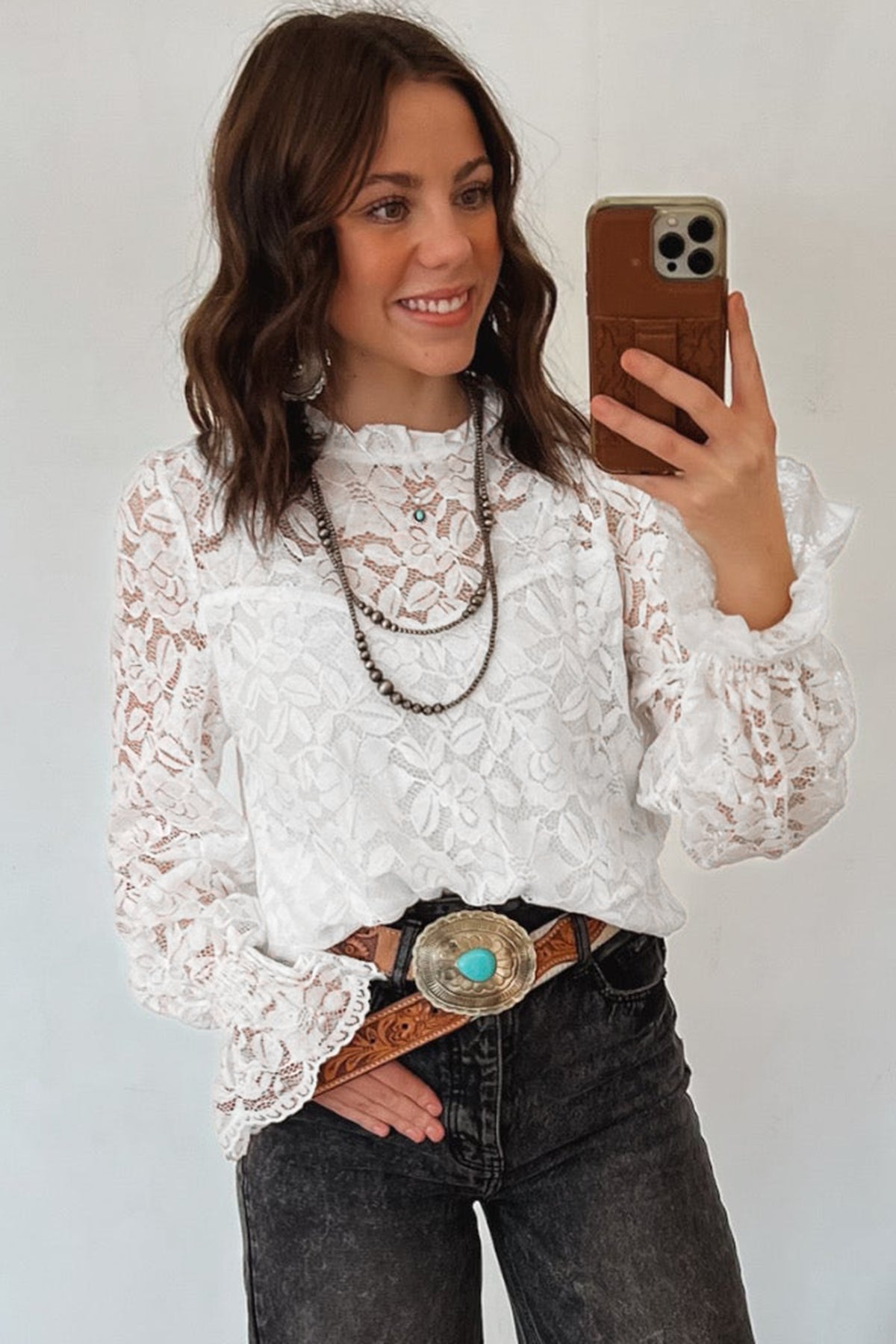 White Lace (80% Cotton) Top with Torso Lining
