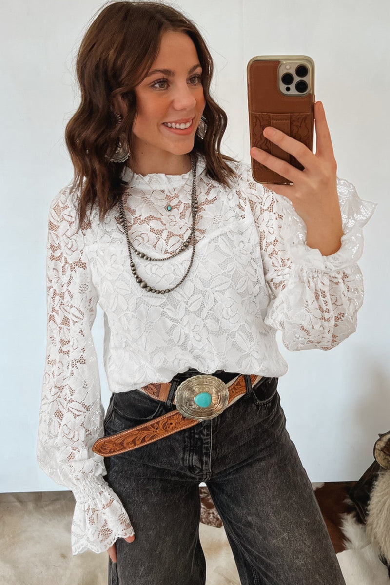 White Lace (80% Cotton) Top with Torso Lining