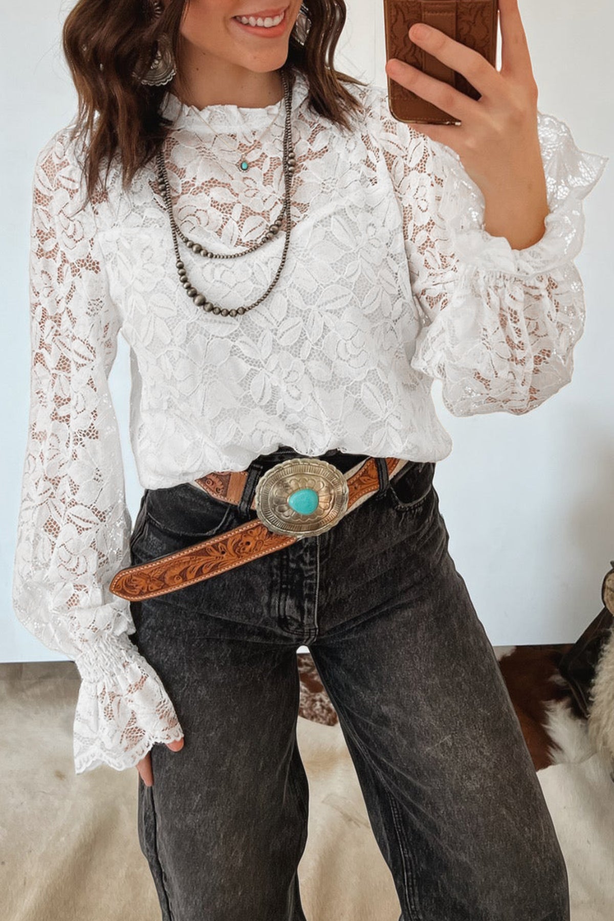 White Lace (80% Cotton) Top with Torso Lining