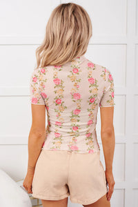 White Sheer Floral Short Sleeve Top