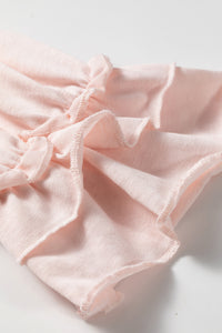 Ruffle-Sleeve Light Pink Round Neck Top