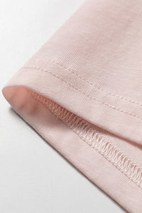 Ruffle-Sleeve Light Pink Round Neck Top