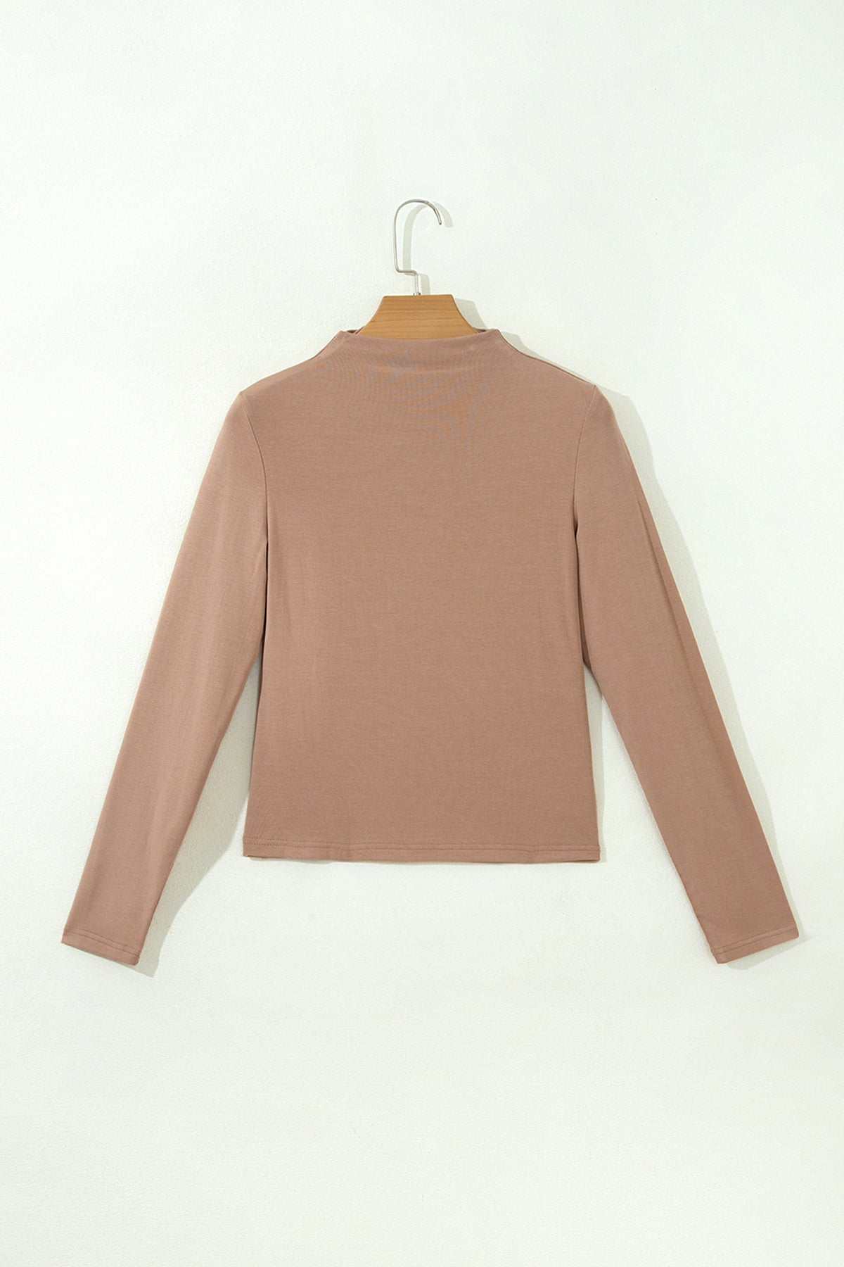 Elevated, Fitted (Light Brown) Mock Neck Long Sleeve Shirt
