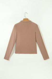 Elevated, Fitted (Light Brown) Mock Neck Long Sleeve Shirt