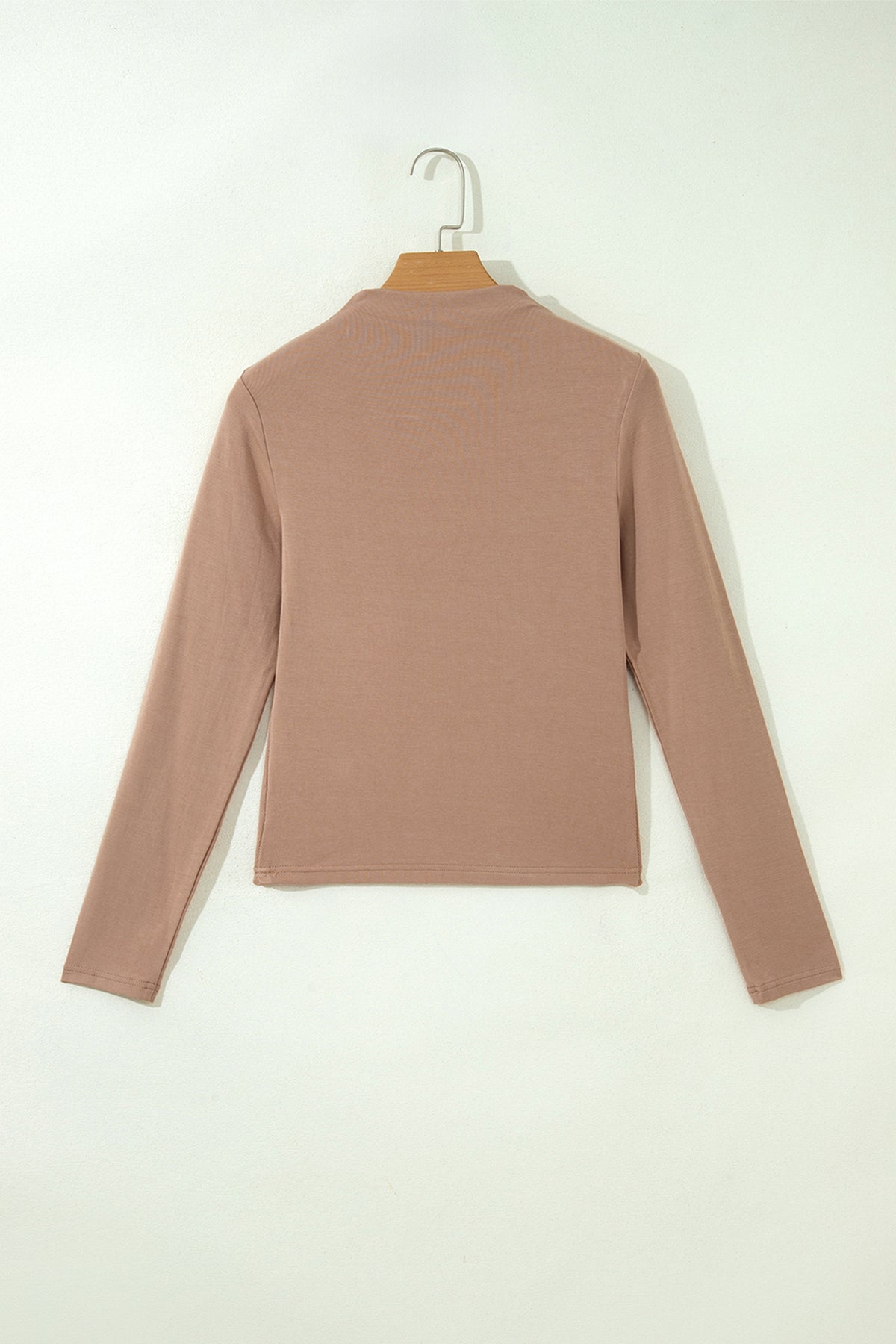 Elevated, Fitted (Light Brown) Mock Neck Long Sleeve Shirt