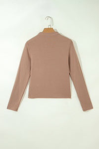 Elevated, Fitted (Light Brown) Mock Neck Long Sleeve Shirt