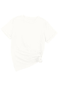 Casual (White) Basic T-Shirt with Cuffed Sleeves