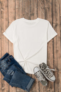 Casual (White) Basic T-Shirt with Cuffed Sleeves
