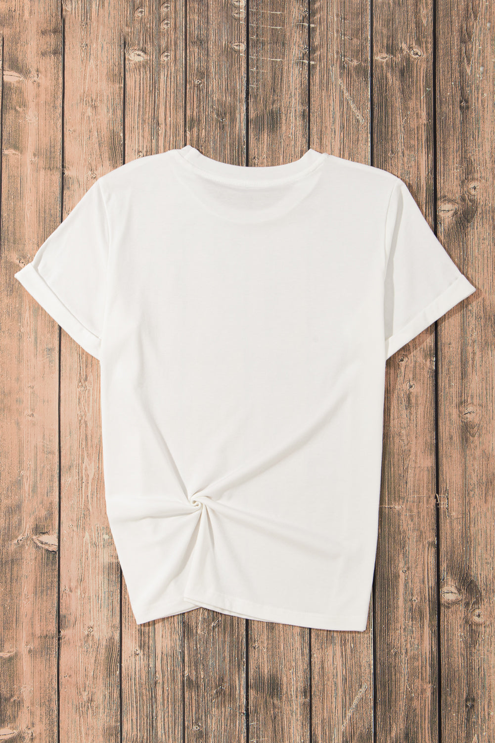 Casual (White) Basic T-Shirt with Cuffed Sleeves