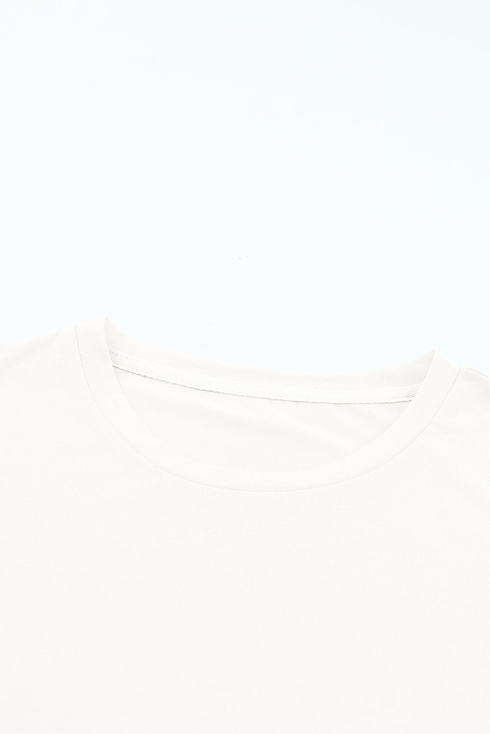 Casual (White) Basic T-Shirt with Cuffed Sleeves