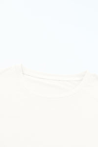 Casual (White) Basic T-Shirt with Cuffed Sleeves