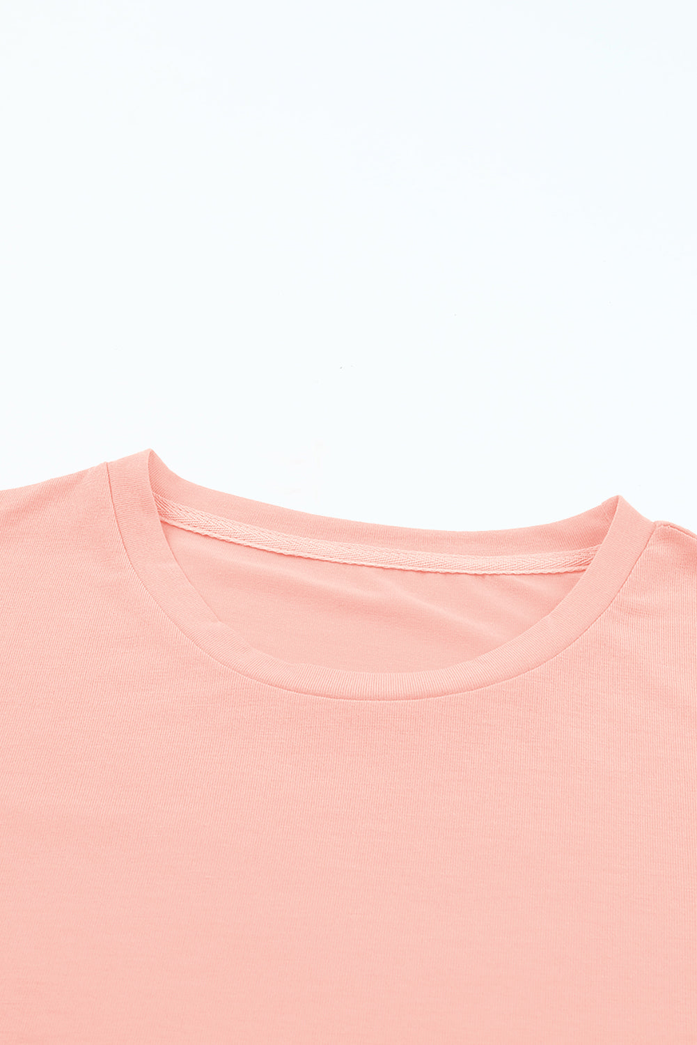 Casual (Pink) Basic T-Shirt with Cuffed Sleeves