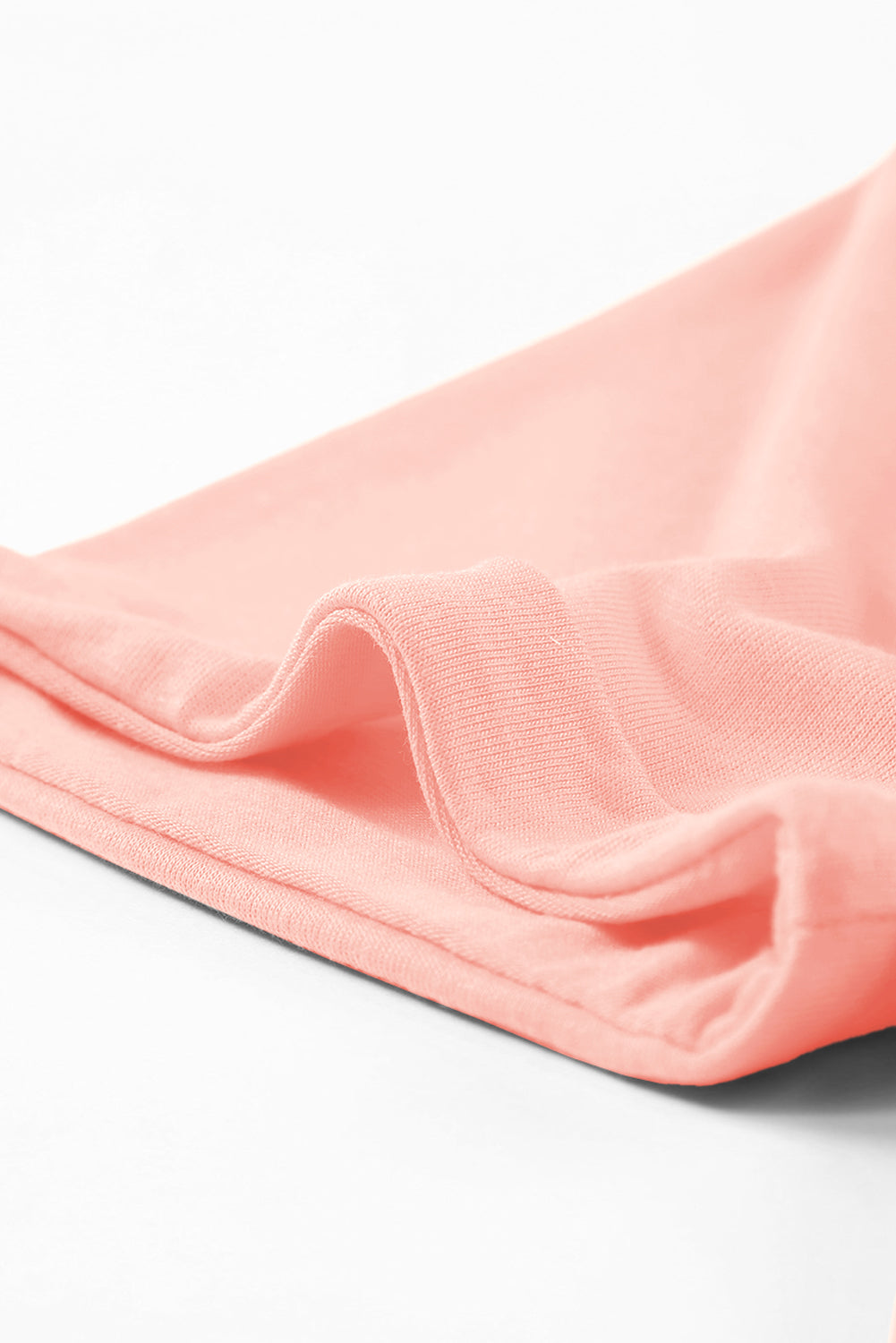 Casual (Pink) Basic T-Shirt with Cuffed Sleeves