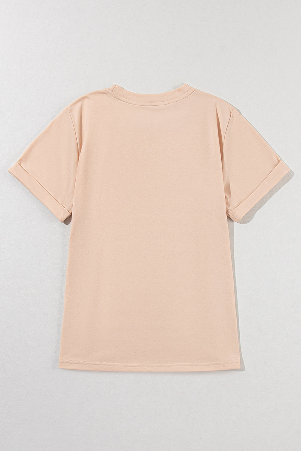 Casual (Tan) Basic T-Shirt with Cuffed Sleeves