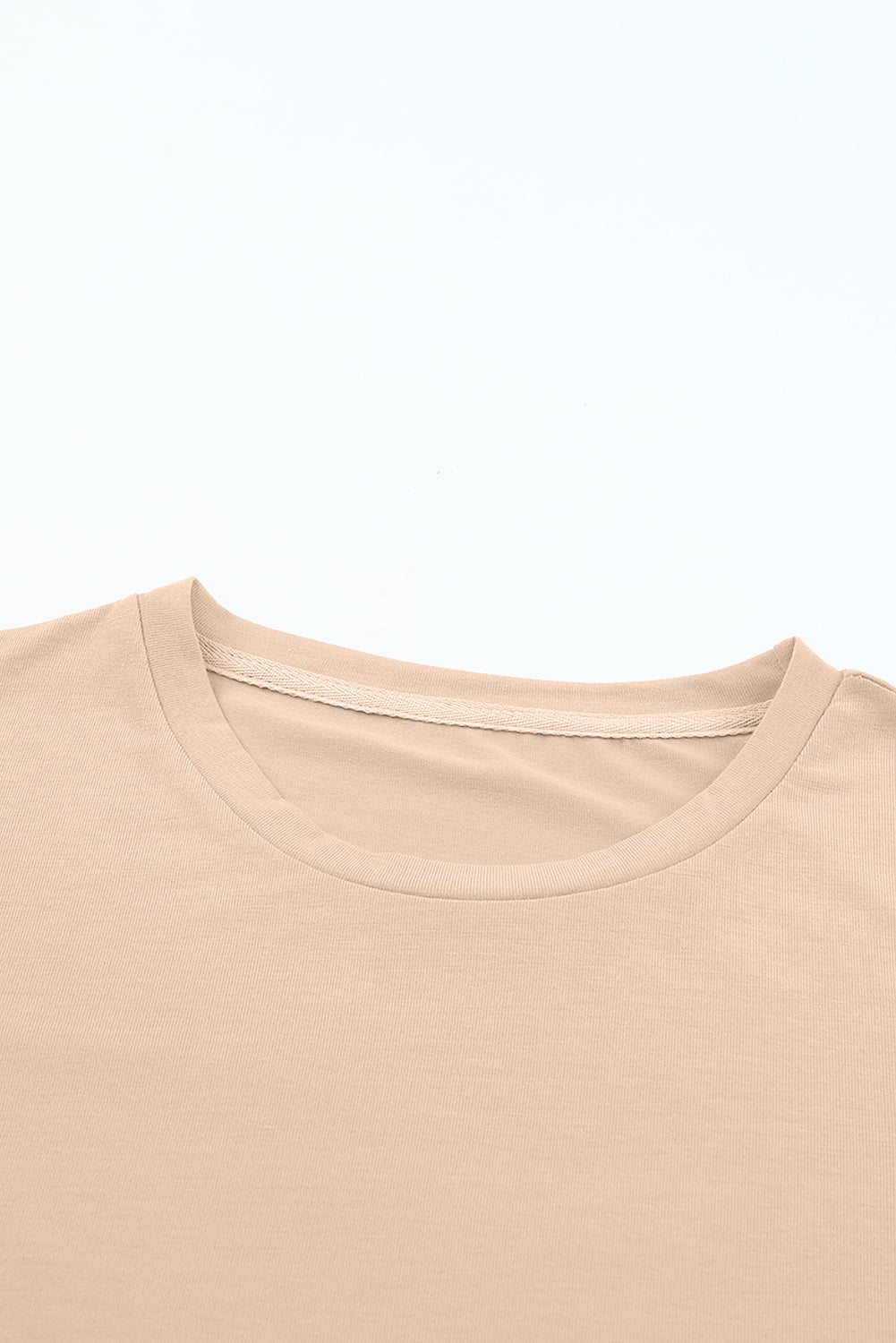 Casual (Tan) Basic T-Shirt with Cuffed Sleeves