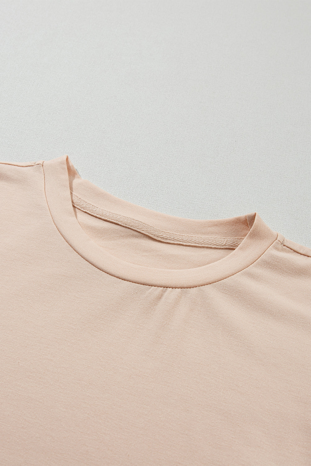 Casual (Tan) Basic T-Shirt with Cuffed Sleeves