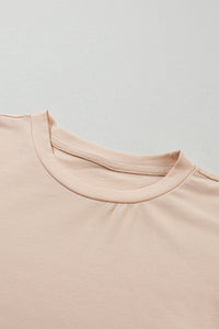 Casual (Tan) Basic T-Shirt with Cuffed Sleeves