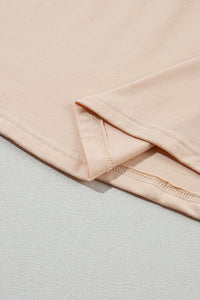 Casual (Tan) Basic T-Shirt with Cuffed Sleeves