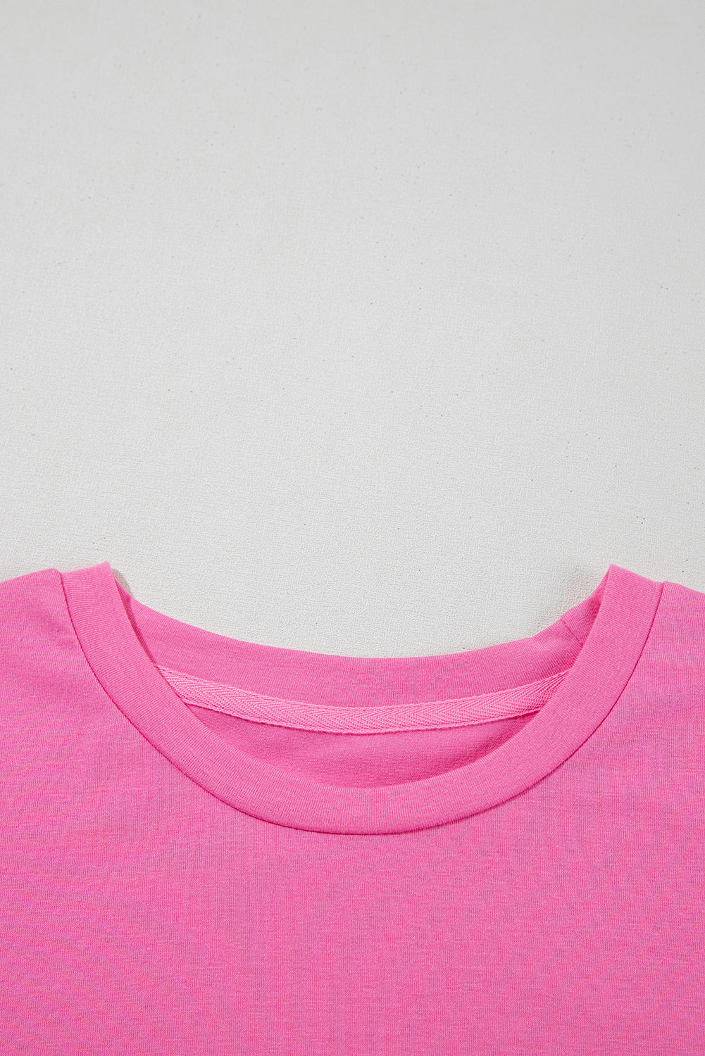 Casual (Bold Pink) Basic T-Shirt with Cuffed Sleeves