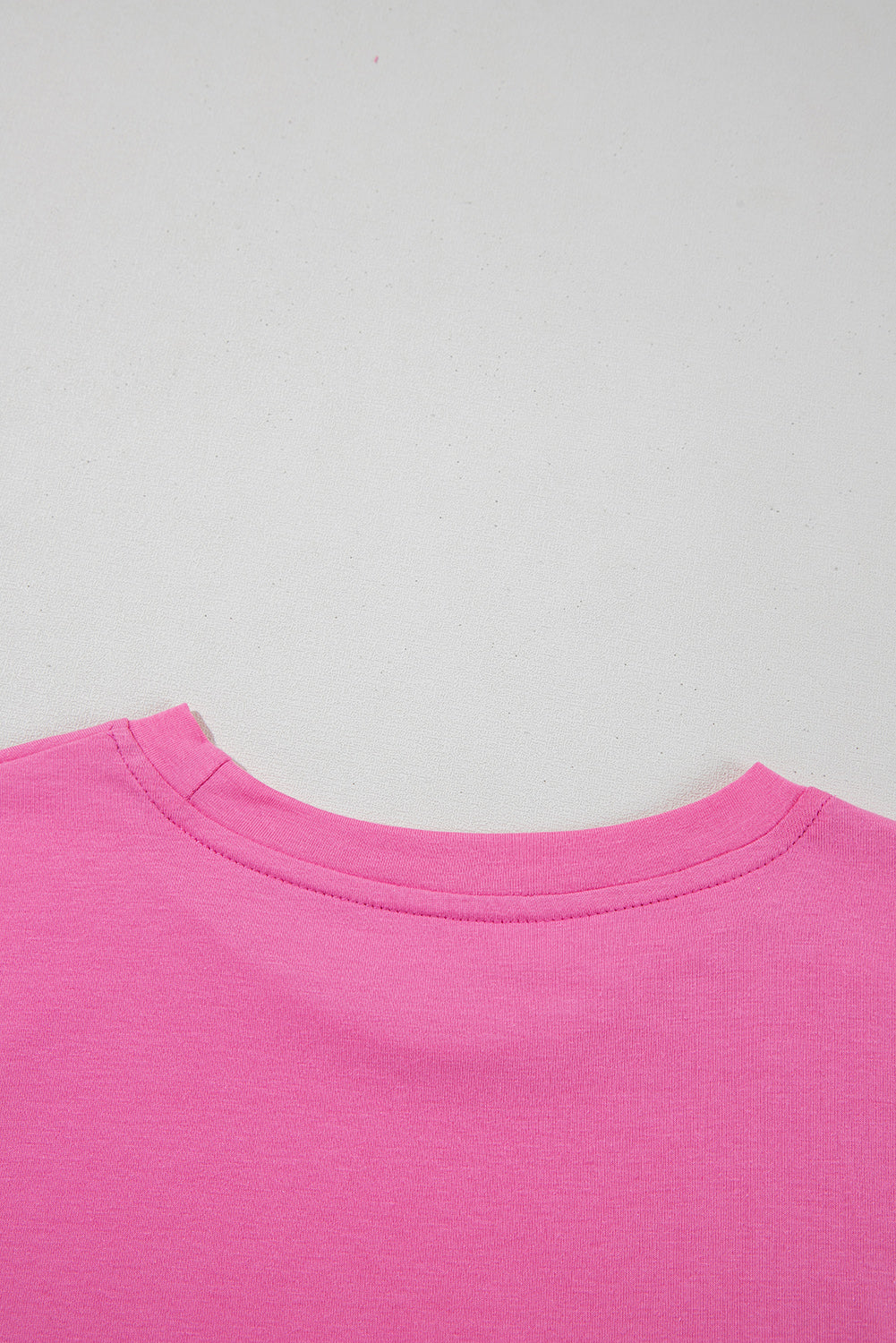 Casual (Bold Pink) Basic T-Shirt with Cuffed Sleeves